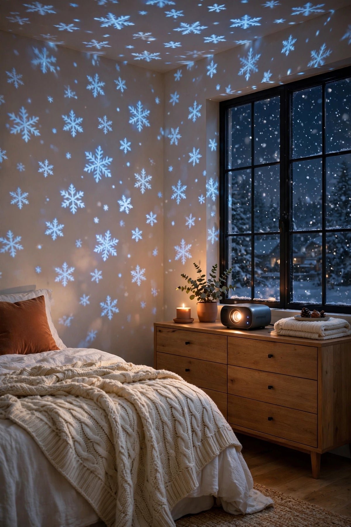 SnowGlow Christmas Projector Light — Rotating Snowflake Holiday Display